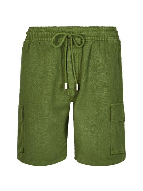 Vilebrequin Men Linen Bermuda Shorts cargo pockets