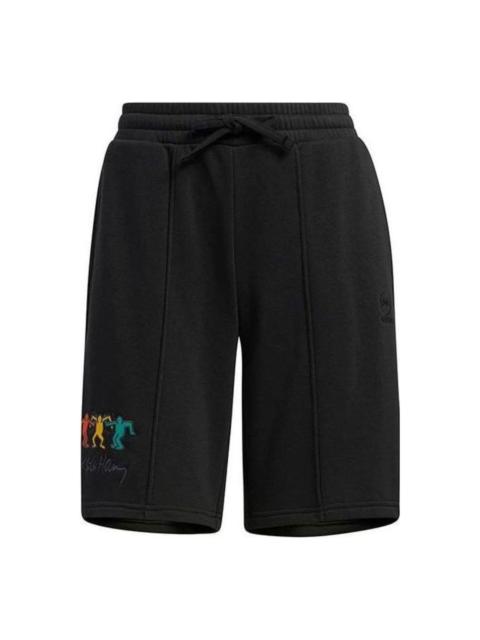 adidas (WMNS) adidas Embroidered Letter Drawstring Shorts 'Black' HS6830