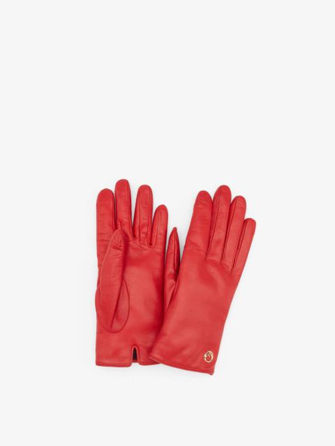 FENDI Red nappa leather gloves