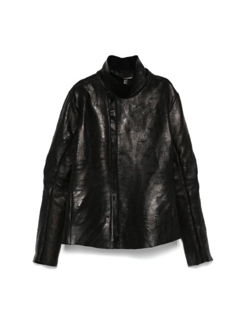 creased biker jacket