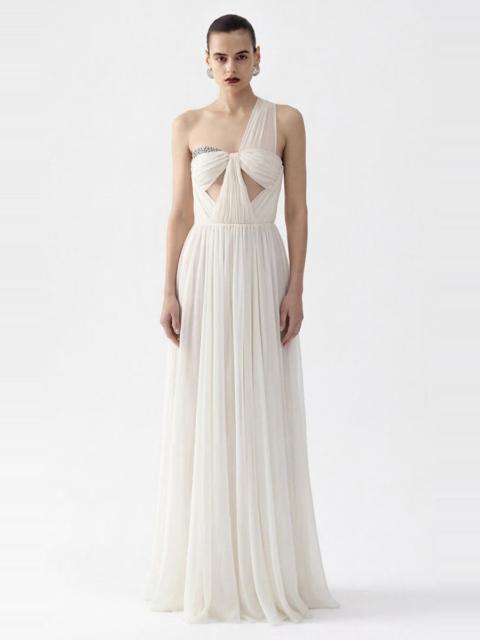 THE NEW ARRIVALS ILKYAZ OZEL Sahra Pleated Silk Maxi Dress white