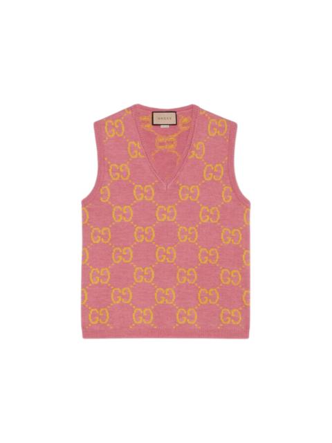GUCCI Gucci GG Knitted Wool Vest Pink/Yellow