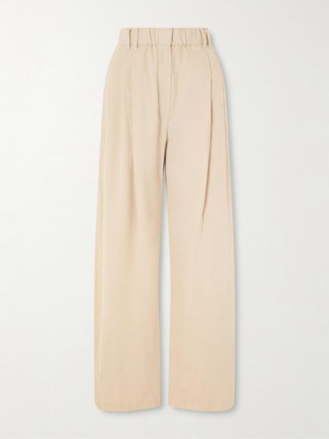 Brunello Cucinelli Pleated Cotton, Lyocell And Cashmere-blend Corduroy Wide-leg Pants