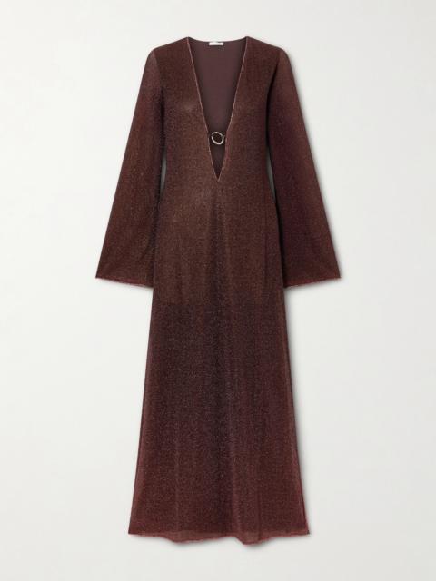 Oséree Lumière Metallic Stretch-knit Kaftan