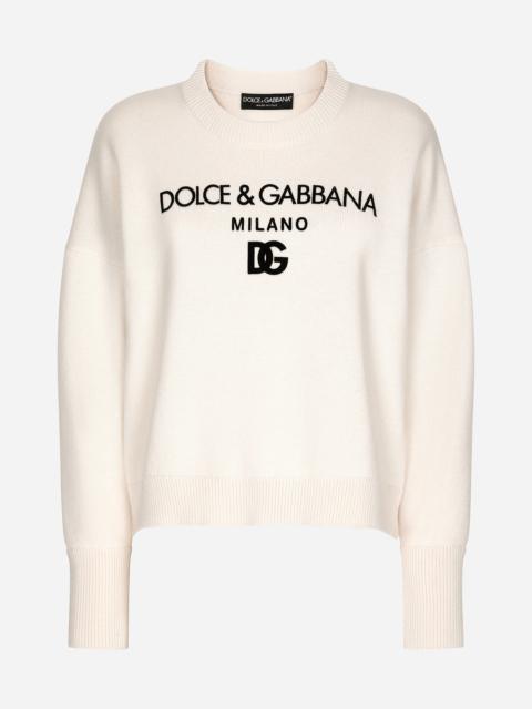 Dolce & Gabbana Cashmere sweater with flocked DG logo