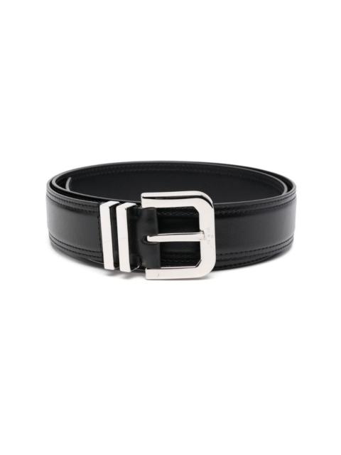 engraved-buckle leather belt
