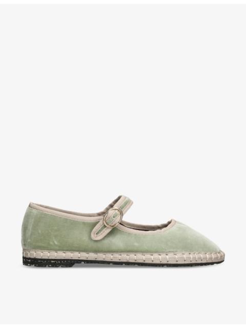 FLABELUS Uta single-strap cotton Mary Jane flats