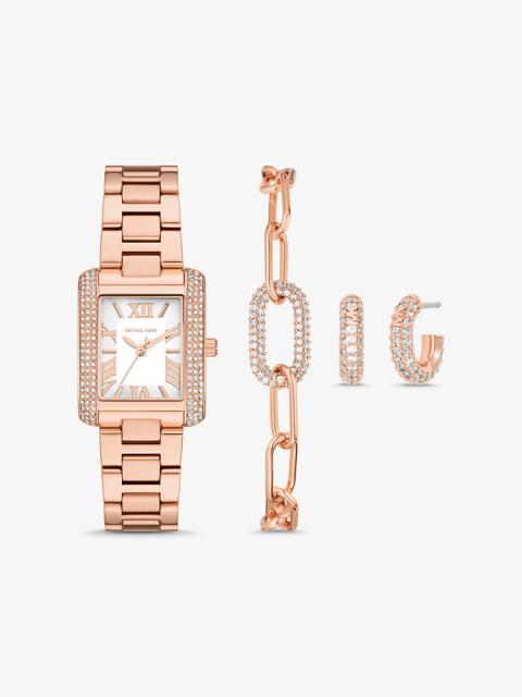 MICHAEL KORS Petite Emery Rose Gold-Tone Watch and Jewelry Gift Set