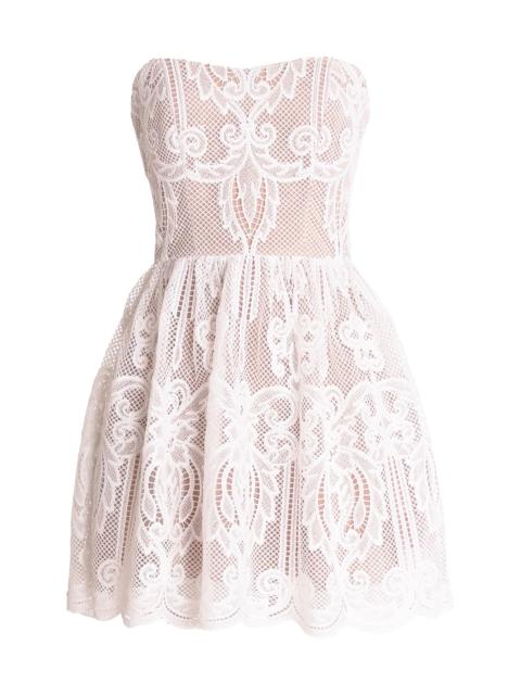 Dress The Population Women's Sasha Lace Strapless Fit & Flare Minidress - White Beige