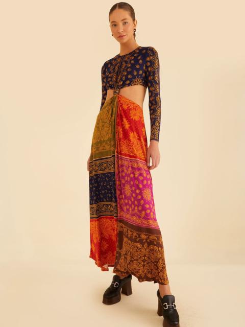 FARM RIO Multicolor Bandana Dream Cut Out Maxi Dress