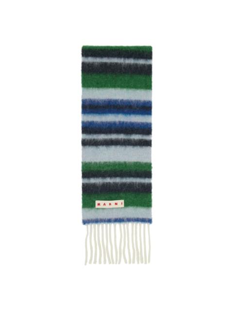 Marni Blue & Green Striped Scarf