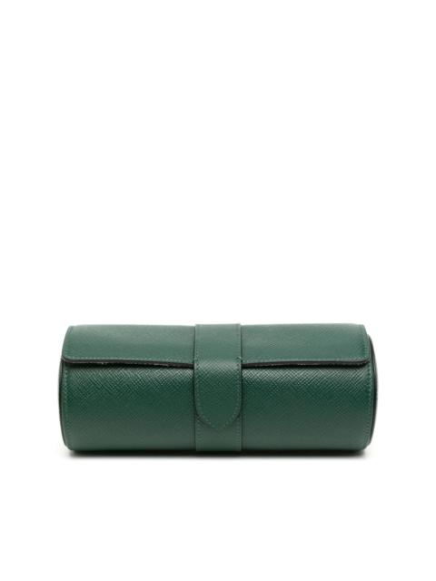 Smythson Panama leather 3-watch roll
