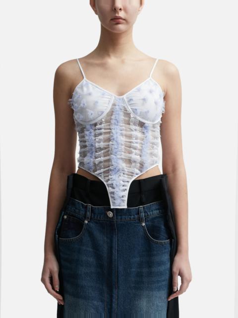 Pushbutton: White & Blue Sheer Camisole