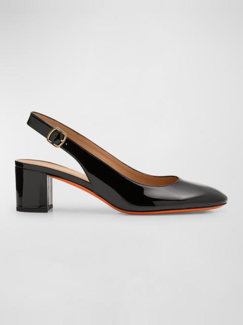 Santoni Patent Leather Slingback Pumps