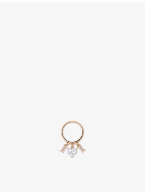 maje Charm-Embellished Gold-Toned Brass Ring
