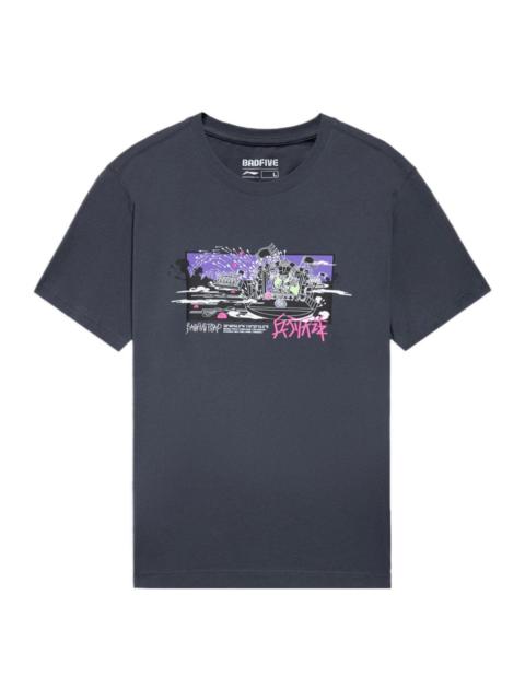 Li-Ning BadFive Graphic Loose Fit T-shirt 'Dark Grey' AHSS401-4