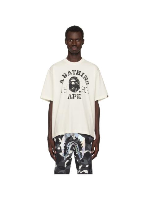 A BATHING APE® Off-White Screen Print College Relaxed Fit T-shirt