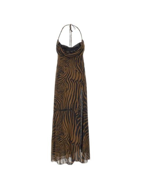 Blumarine zebra-print draped maxi dress
