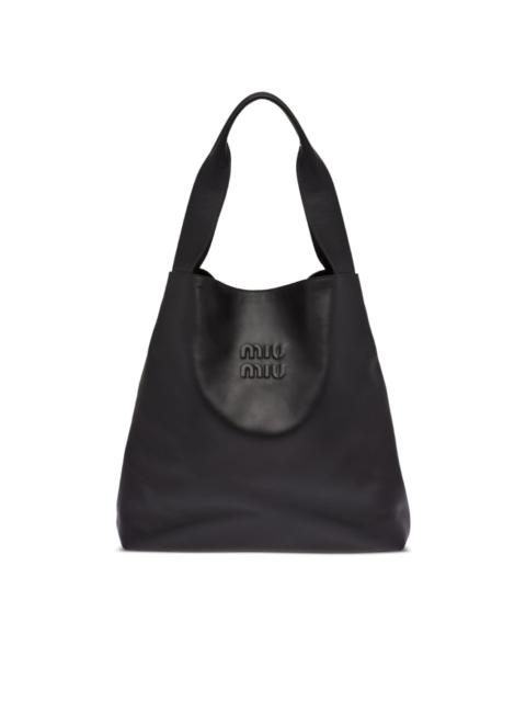 Miu Miu embossed-logo leather tote bag