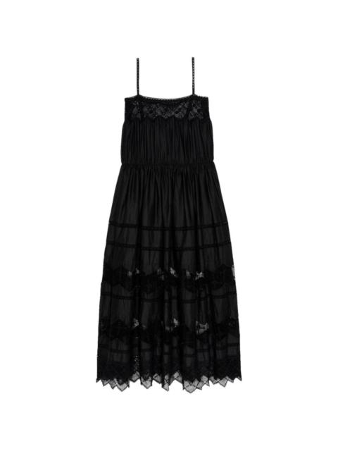 THE GREAT. Rosette crochet-trim midi dress