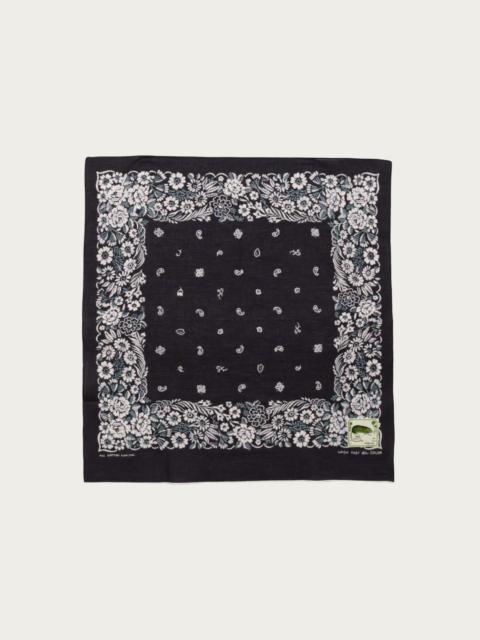 Kapital Fastcolor Selvedge Bandanna (CHURCHILL GARDEN) 30x30 - Black