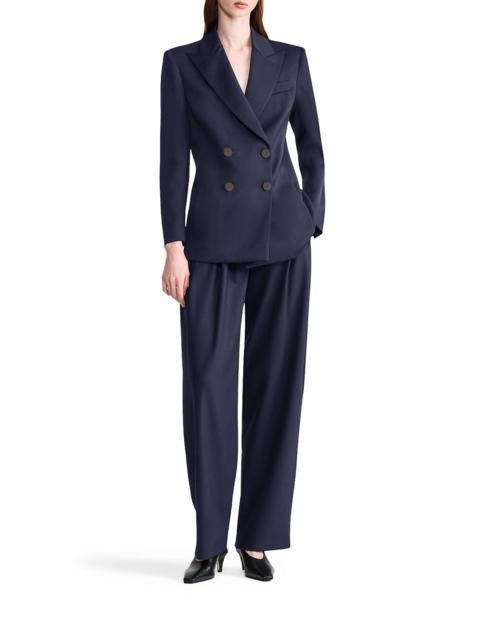 GIORGIO ARMANI DOUBLE-BREASTED WOOL BLAZER WITH PEAK LAPEL