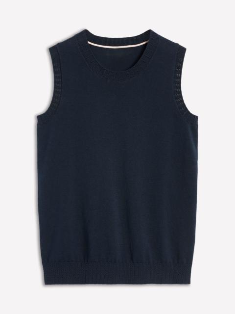BODEN Emilia Cotton Crew Neck Vest-Navy