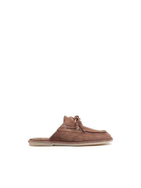 OFFICINE CREATIVE Love lace-up suede mules