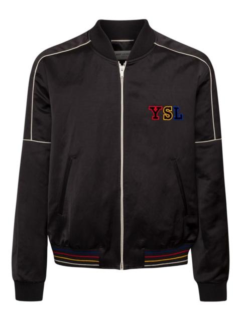 SAINT LAURENT embroidered logo zipped bomber jacket