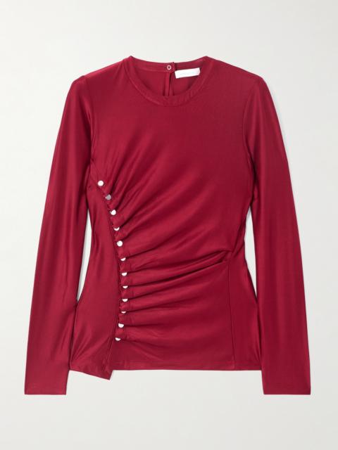 rabanne Button-detailed Gathered Jersey Top
