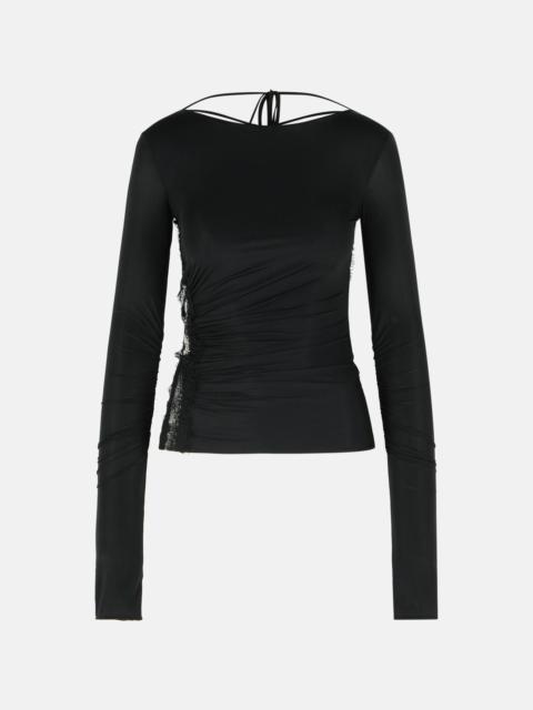 BLACK STRETCH NYLON SWEATER