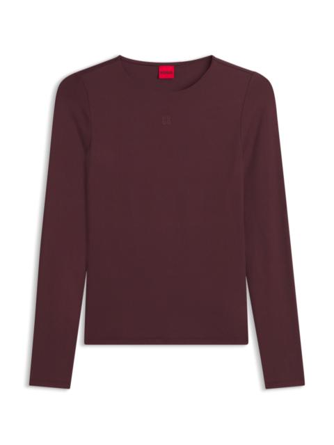 HUGO STRETCH-JERSEY TOP WITH STACKED-LOGO PRINT