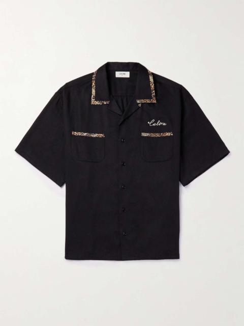 CELINE Convertible-Collar Logo-Embroidered Twill Shirt