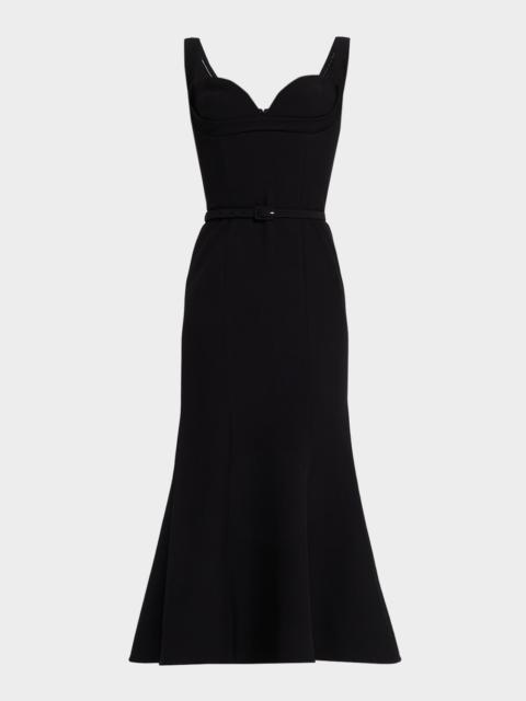 ROLAND MOURET Sleeveless Belted Fit-And-Flare Midi Dress