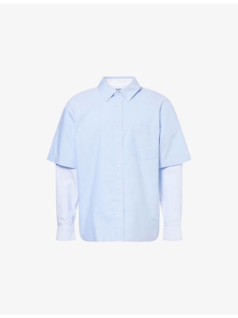 SIMKHAI Quade Striped-Long-Sleeves Cotton-Poplin Shirt