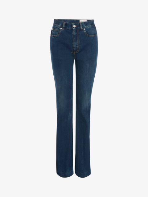 Alexander McQueen Narrow Bootcut Denim Trouser in Dark Blue Wash