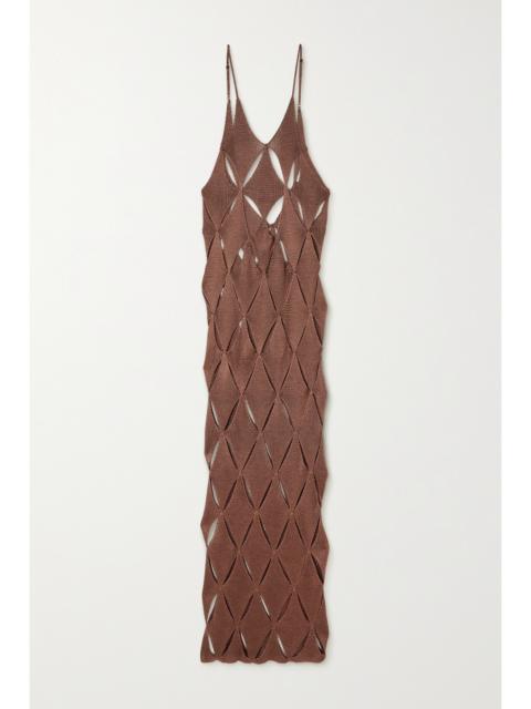 ISA BOULDER First Argyle Cutout Knitted Maxi Dress