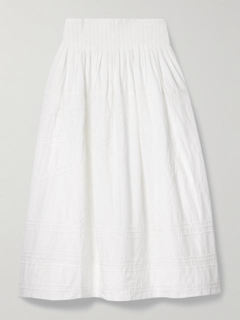 Sea Camden Pleated Cotton-poplin Midi Skirt