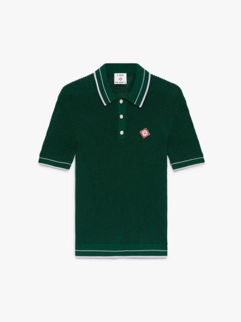 CASABLANCA Green Crochet Short Sleeve Polo Shirt | Casablanca Paris