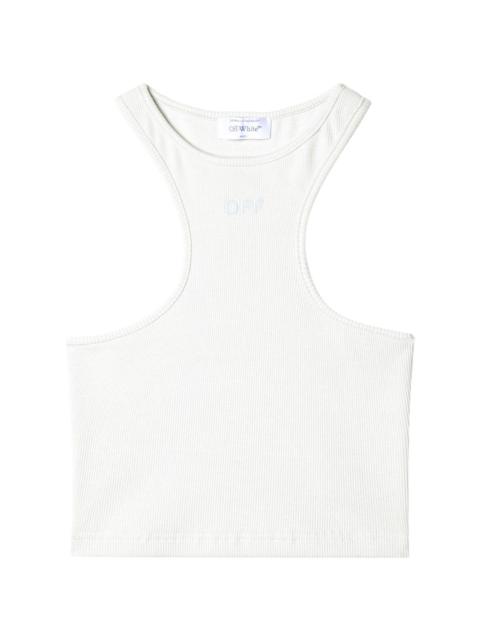 Off-White logo-embroidered cropped tank top