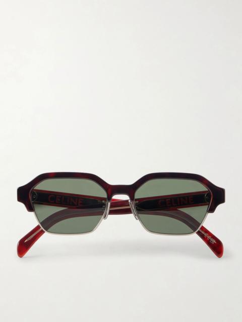 CELINE Black Frame 63 Square-Frame Silver-Tone Metal and Acetate Sunglasses Brown