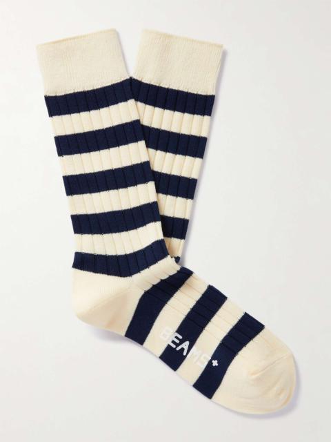 BEAMS PLUS Striped Ribbed Cotton-Blend Socks