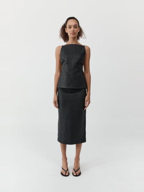 ST. AGNI Woven Leather Skirt - Black