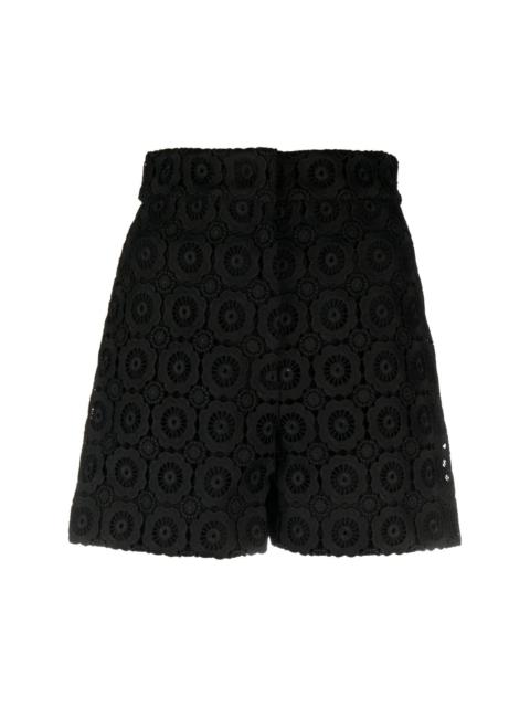 floral-appliquÃ© high-waist mini shorts