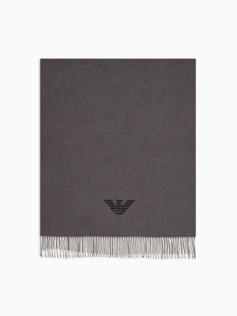 EMPORIO ARMANI Fringed scarf with eagle print
