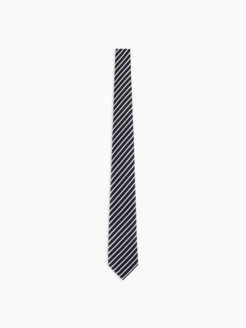 EMPORIO ARMANI Pure silk tie with jacquard striped motif