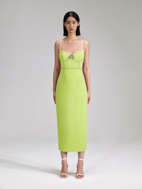 Lime Crepe Bow Midi Dress