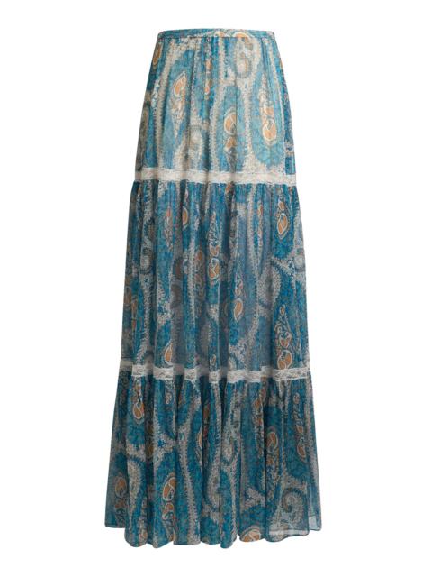 Etro Tiered Silk Maxi Skirt print