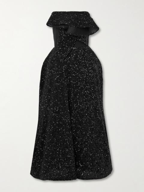 MATICEVSKI Rotation Strapless Draped Sequined Crepe Gown