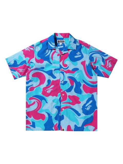A BATHING APE® BAPE Marble Camo Open Collar Short-Sleeve Shirt 'Blue'